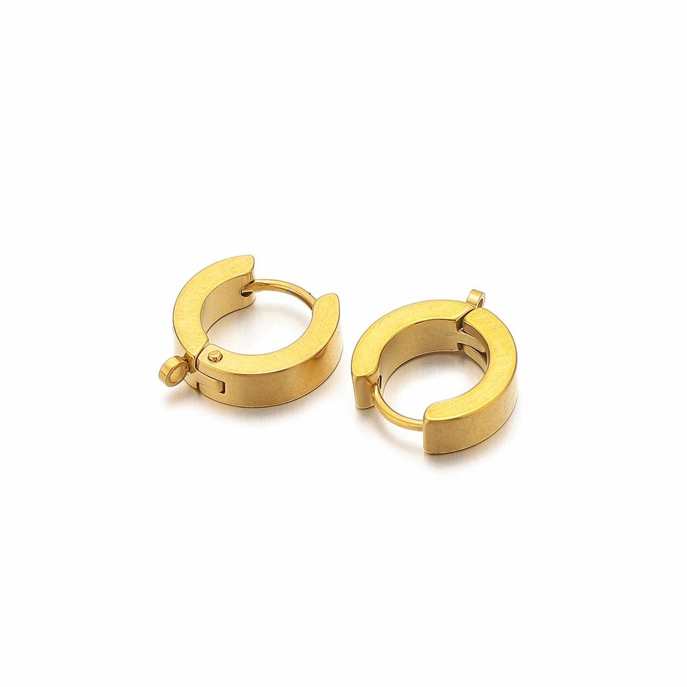 Gold huggie hoop earring hook clips, hinged back and open loop, pair