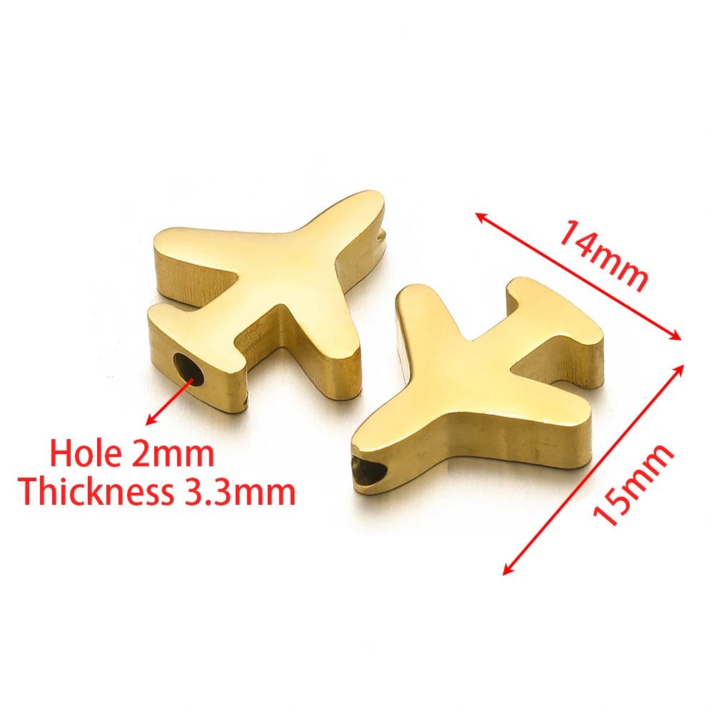 Mirror-polished stainless steel gold star spacer beads, 2mm hole, 3.3mm thick