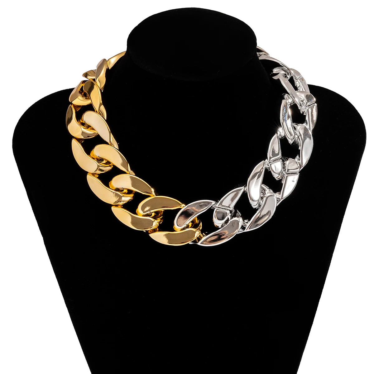Hiphop Punk Chunky Short Choker Collar Necklace for Women Thick Link Chain Necklace