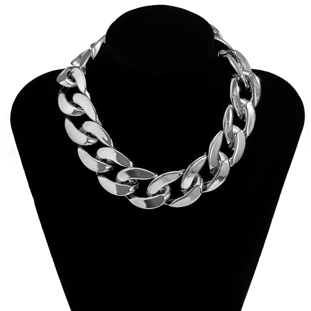 Hiphop Punk Chunky Short Choker Collar Necklace for Women Thick Link Chain Necklace