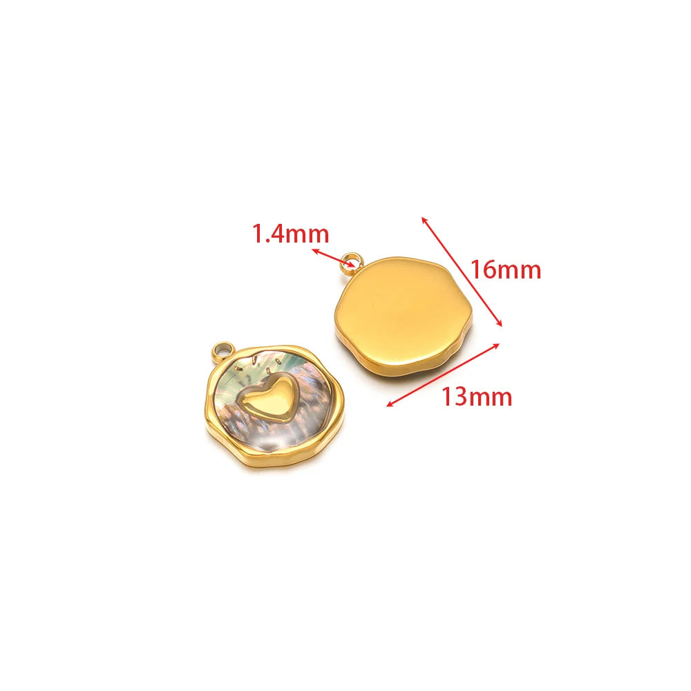Gold shell pendant charm with clear resin swirl center