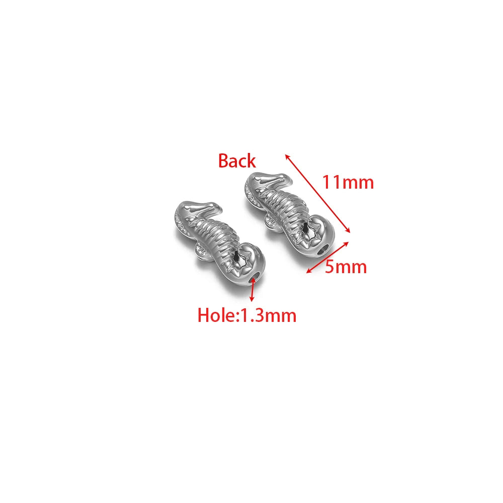 Silver-tone seahorse charms with 1.3mm hole for DIY jewelry making