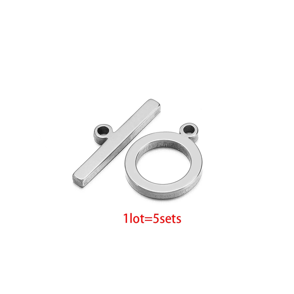 Stainless steel toggle clasp set with bar and round ring for DIY jewelry fasteners