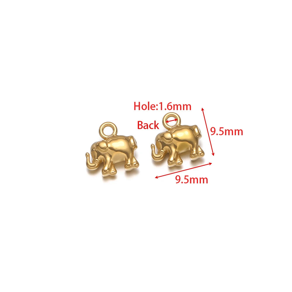 Gold-tone elephant charms with 1.6mm hole for DIY jewelry making