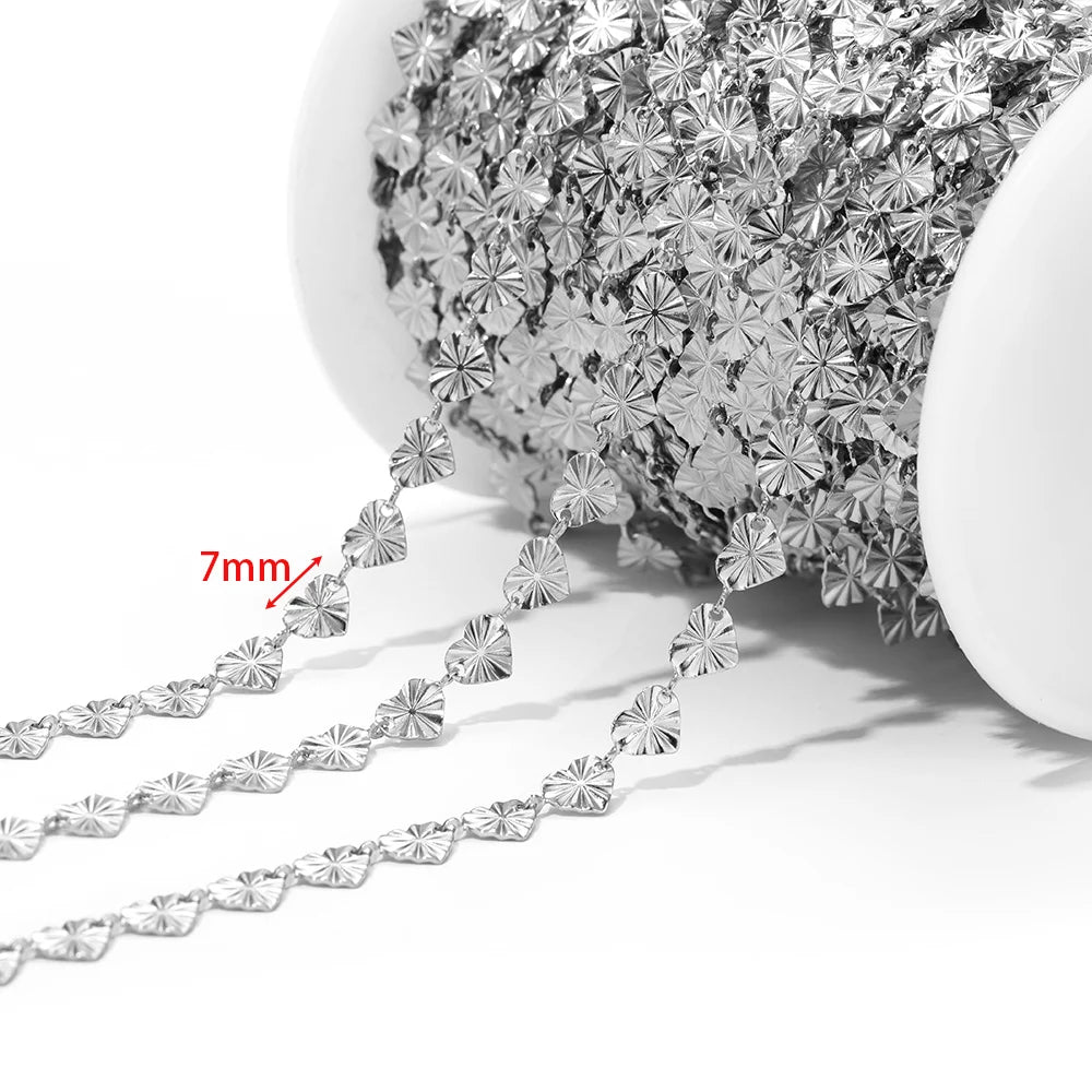1 Meter Waterproof Stainless Steel Sweet Heart Chains Gold Color Chains for Women Jewelry DIY Making Necklace Bracelet Material