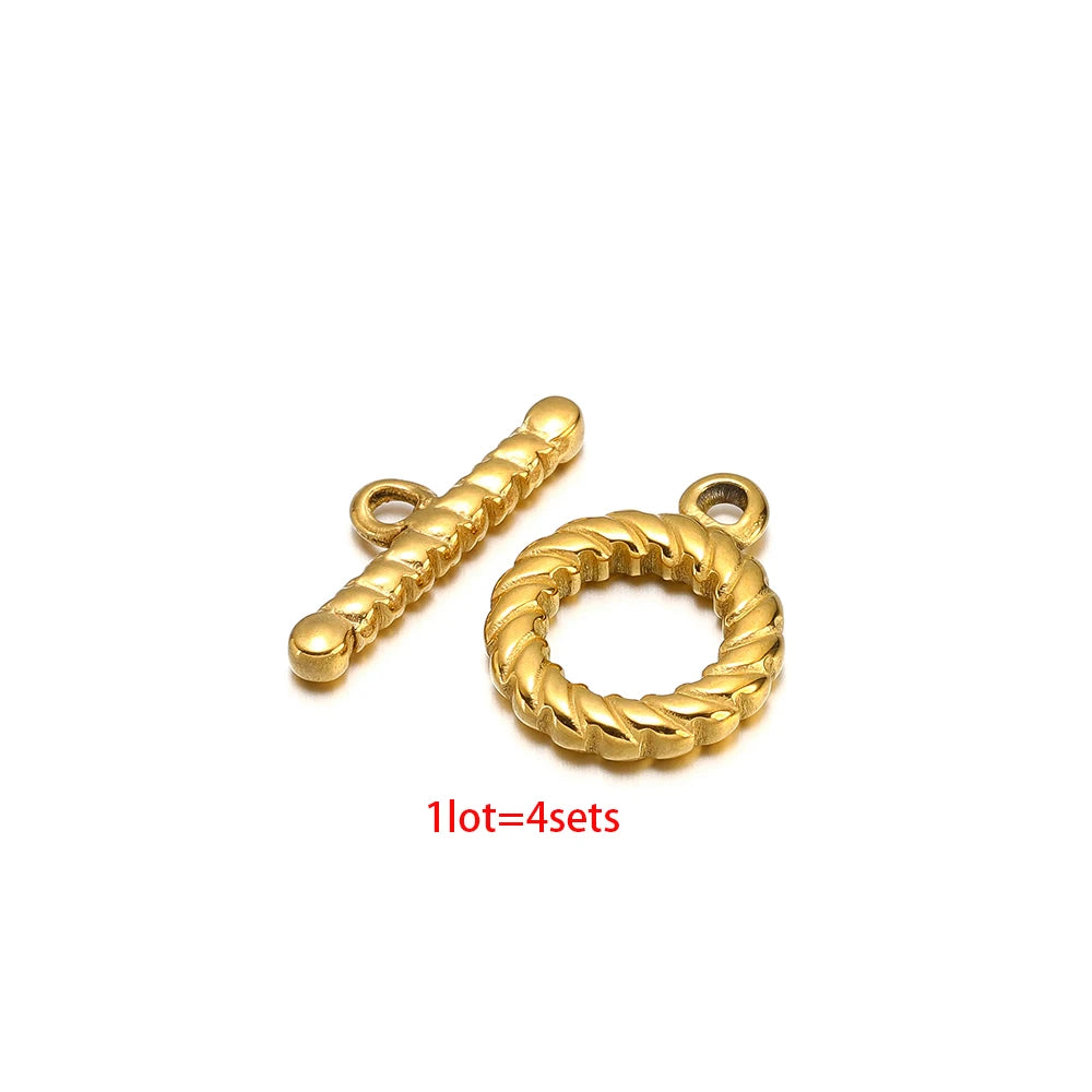 Gold braided toggle clasp bar with circular ring connector