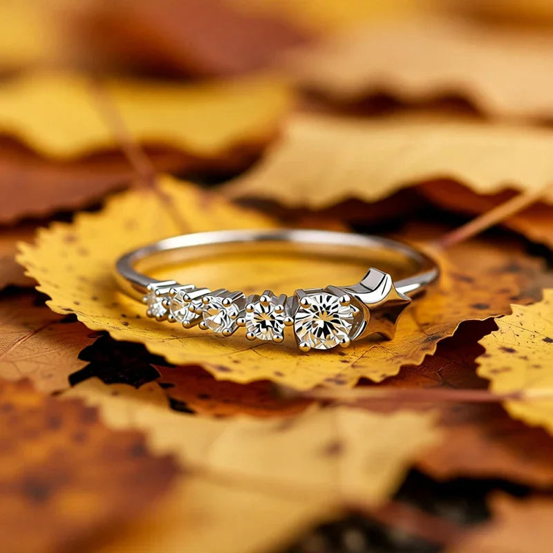 Silver CZ ring with five clear stones