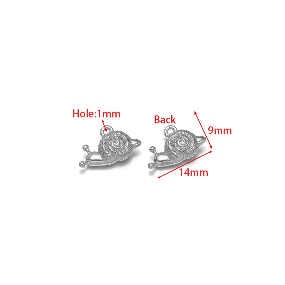 Silver-tone sea snail pendant charms with 1mm hole