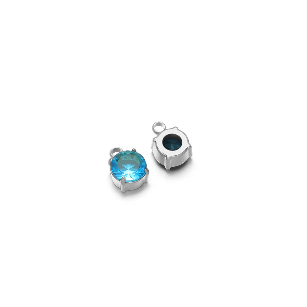 Steel claw sewing rhinestone settings with round teal blue crystal