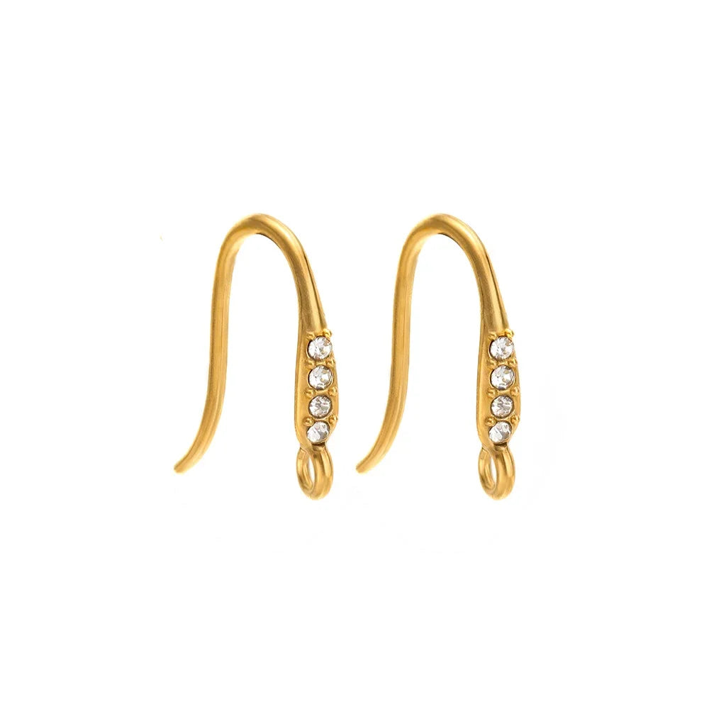 Gold-tone ear wire hooks with short crystal-row zircon details