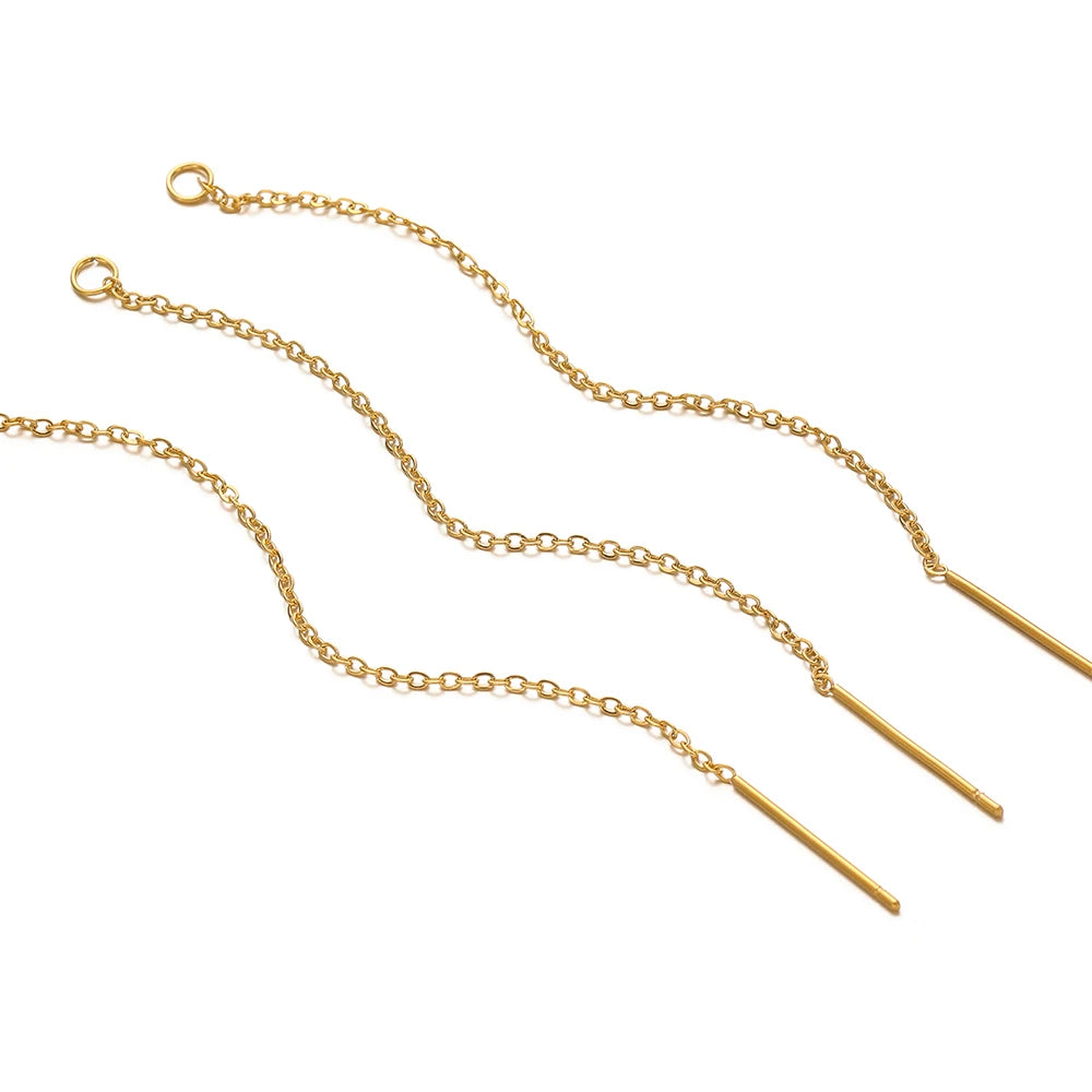 Gold-tone chain drop ear-line earring with straight bar, 10-pack set