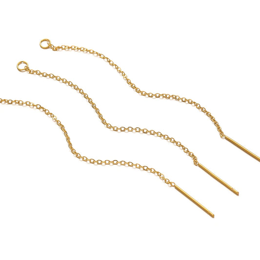 Gold-tone chain drop ear-line earring with straight bar, 10-pack set