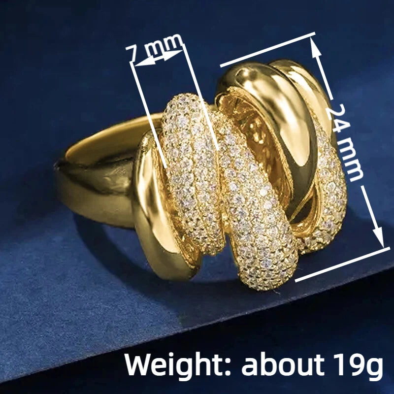 Luxury Multi-Line Cross Rings with Shiny CZ Delicate Charming Jewelry for Women t01