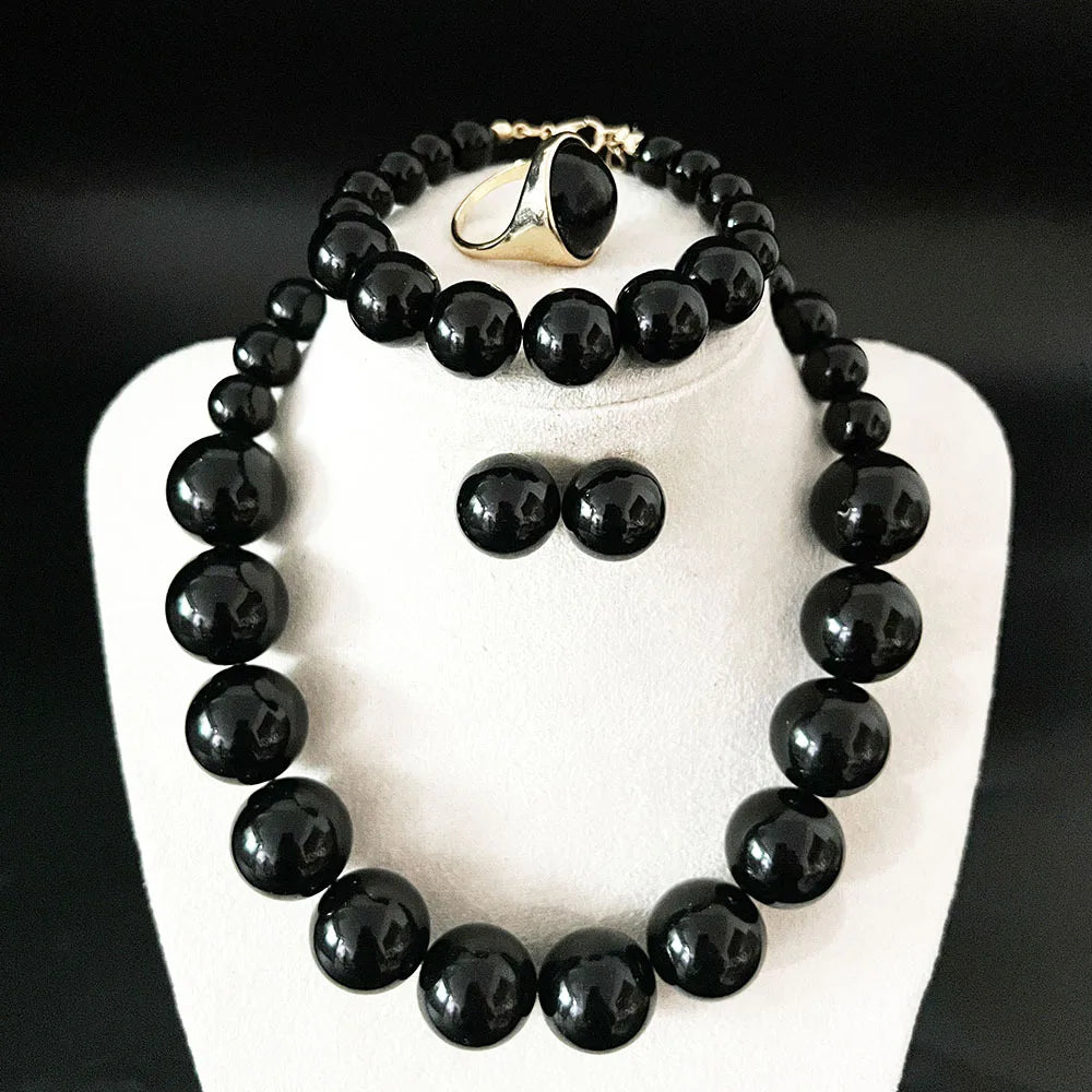 Big Pearl Choker Necklaces Bohemian Women Fashion Chunky Jewelry Sets For Bridal Wedding