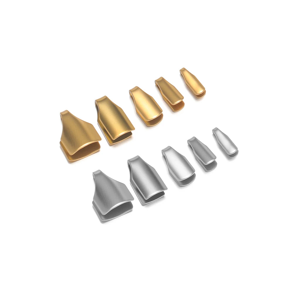 Gold and silver crimp end caps for cord, fold-flat tips for jewelry making