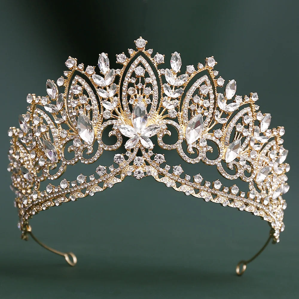 Baroque Purple Crystal Wedding Crowns Rhinestone Bridal Tiaras Pageant Diadem Miss Universe Wedding Hair Jewelry Accessories
