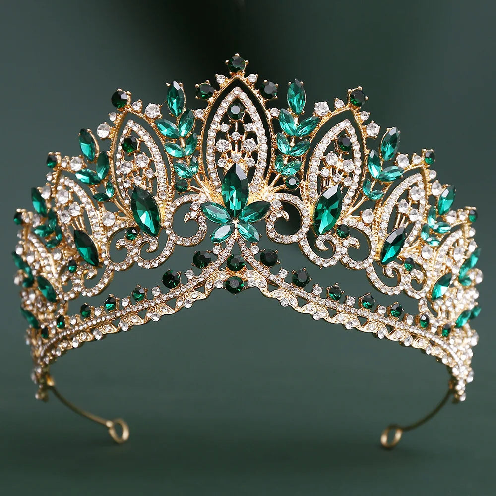 Baroque Purple Crystal Wedding Crowns Rhinestone Bridal Tiaras Pageant Diadem Miss Universe Wedding Hair Jewelry Accessories