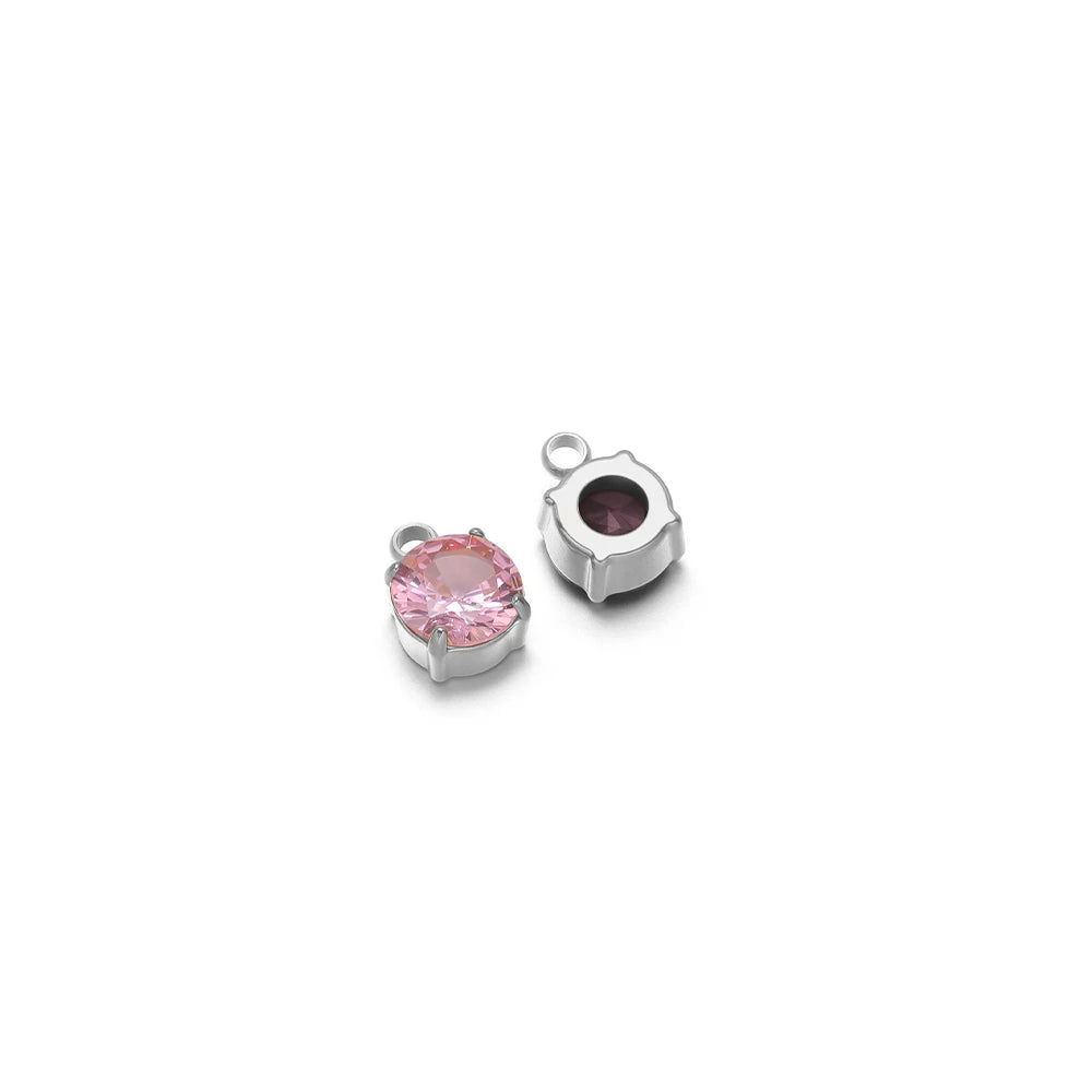 Steel claw sewing rhinestone settings with round pink crystal