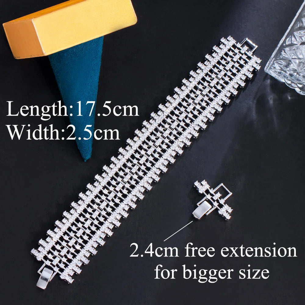 Luxury 5A Top Dubai Cubic Zirconia Bracelet Bangle for Women Wedding Party Jewelry