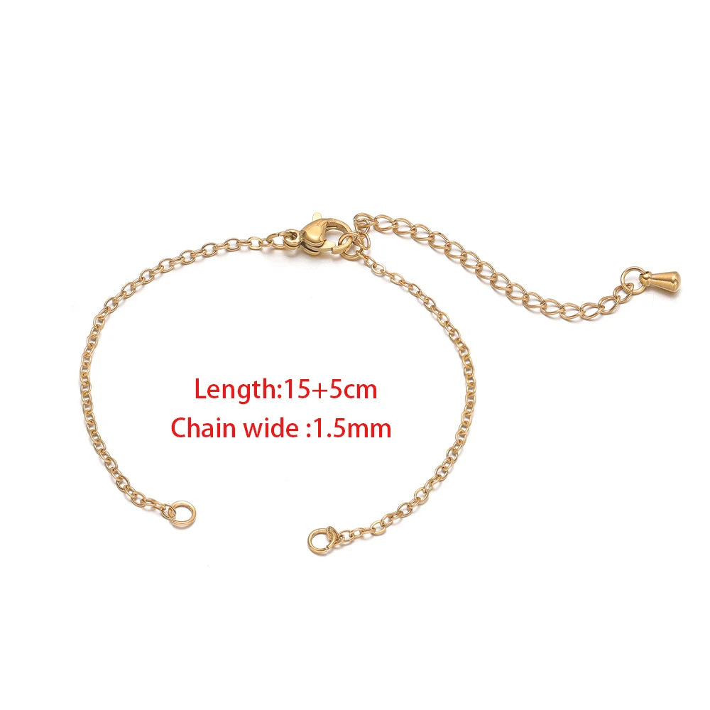 Gold-tone flat link adjustable bracelet with extension chain and round connector clasps