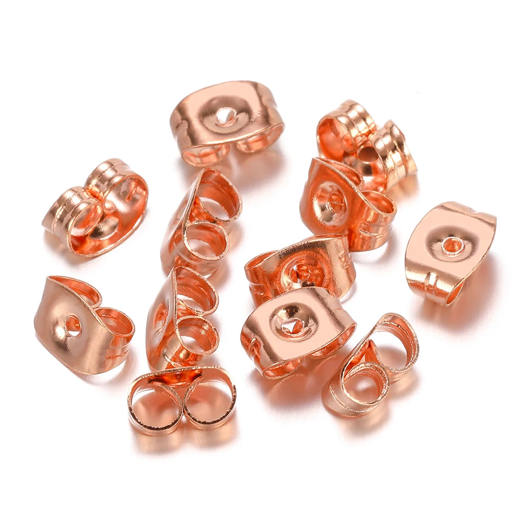 Rose gold butterfly earring back stoppers, multiple pairs of clutch findings