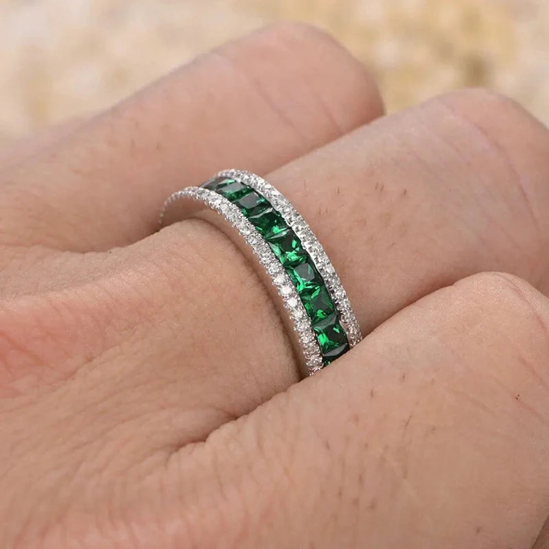 Fashion Green  Princess Cut Zirconia Ring for Women Fashion Jewelry m23