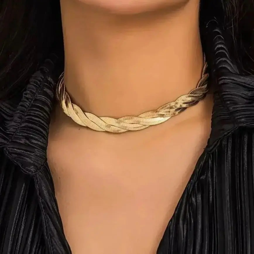Chunky Cross Snake Trendy Thick Chain Short Choker Necklace for Women