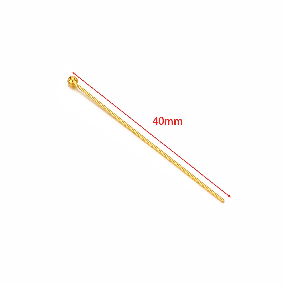 Gold eye pin, 40mm T-flat head ball pin for DIY earrings