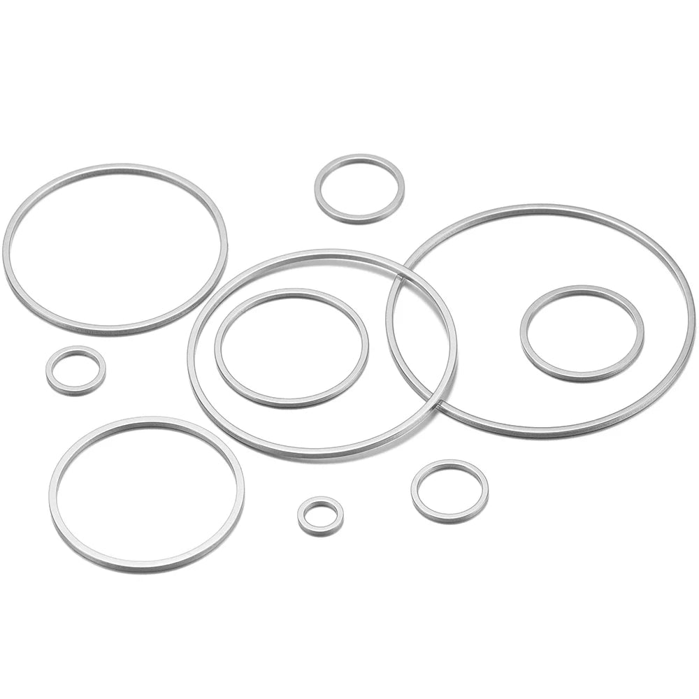 Stainless steel hollow circle bezel charms set, assorted round wire rings