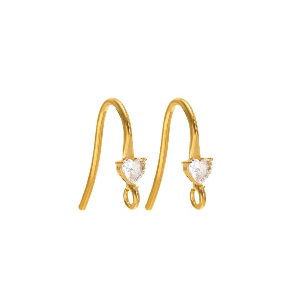 Gold-tone ear wire hooks with clear round zircon drop details