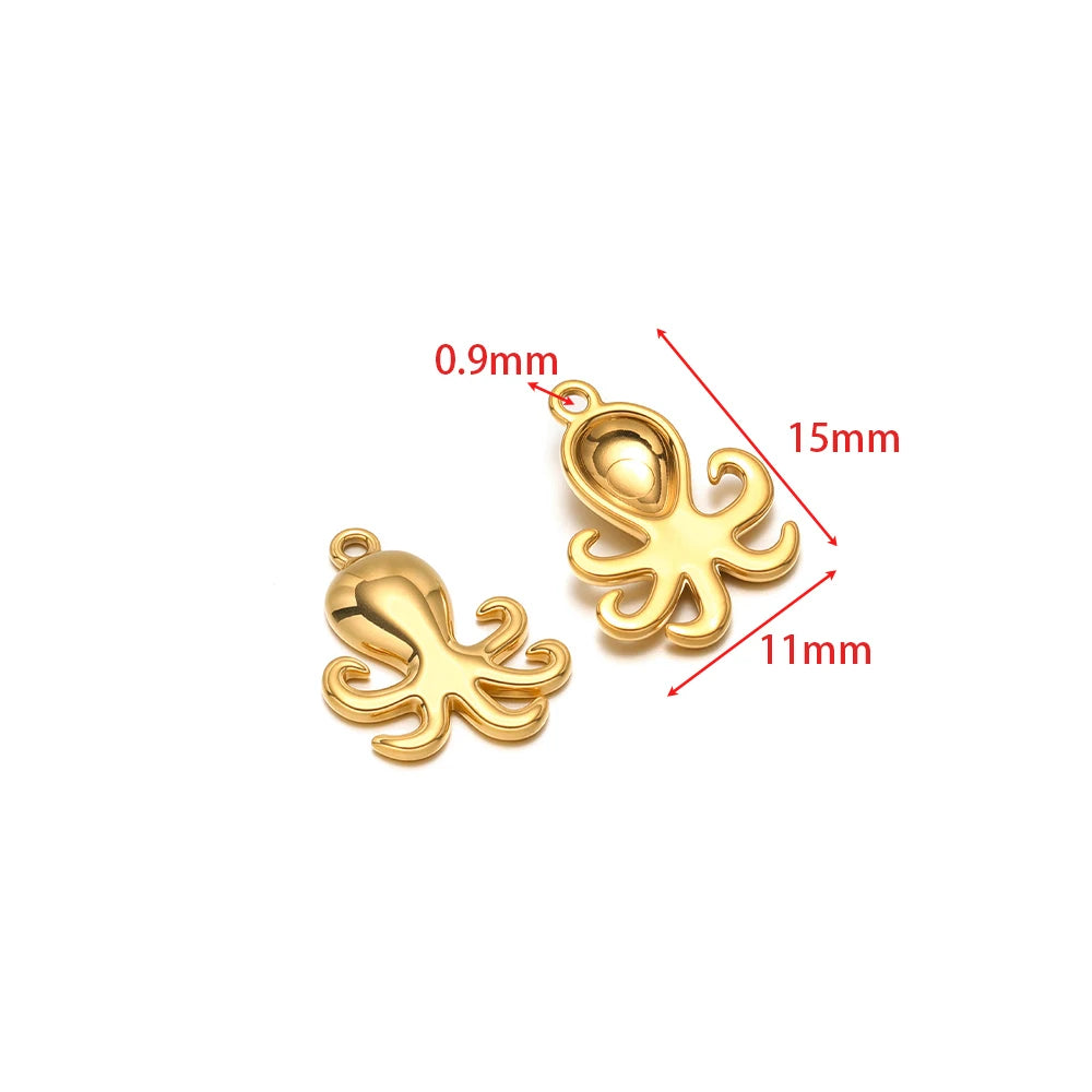 Gold-tone starfish charms with hanging loops, stainless steel, 2-pack