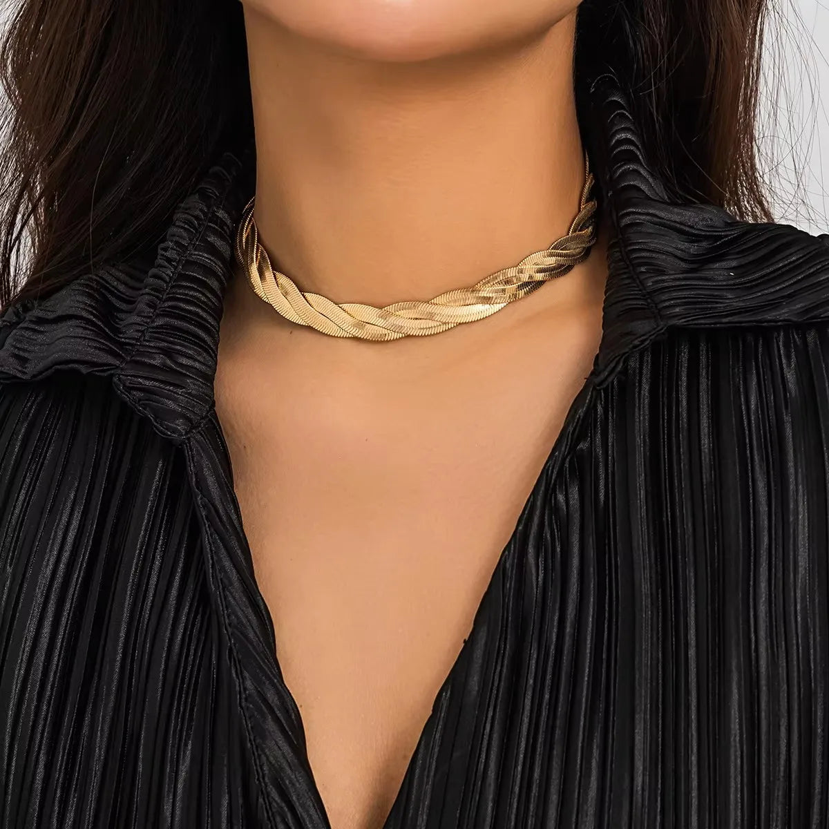 Chunky Cross Snake Trendy Thick Chain Short Choker Necklace for Women