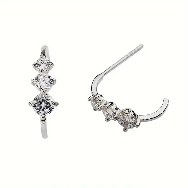 Bling Bling Cubic Zirconia Minimalist Style Stud Earrings for Women Daily Jewelry m34