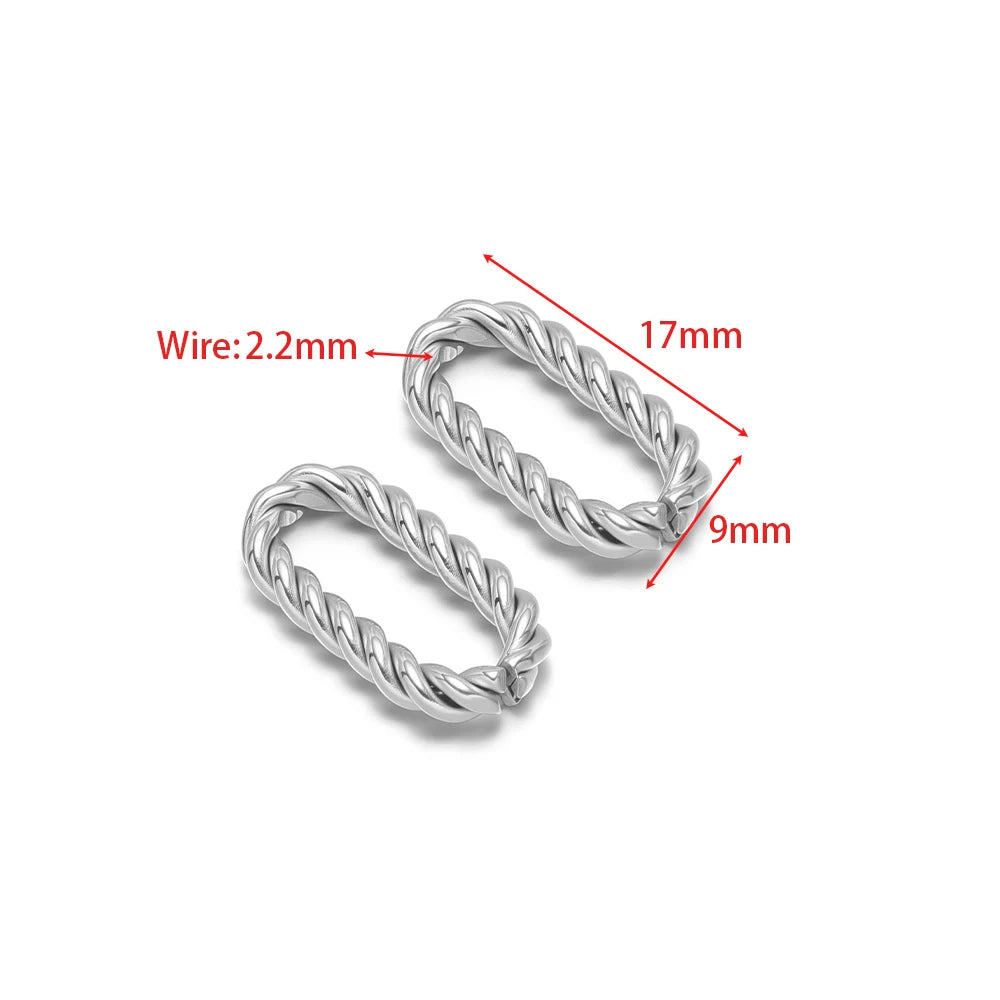 Twist-open oval connector charm, braided oval loop, silver tone