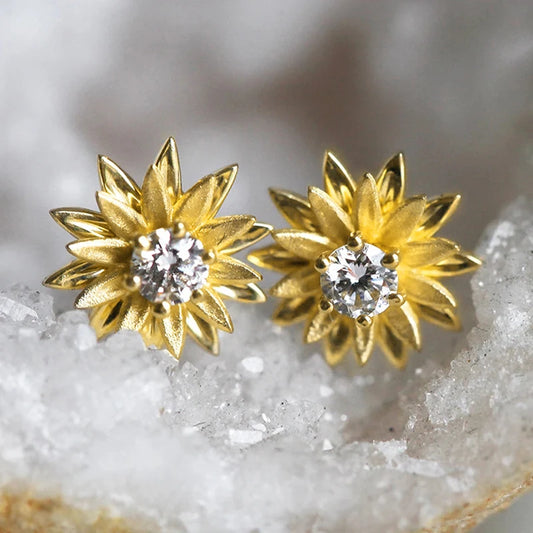 Handcrafted Fancy Dainty Flower Stud Earrings for Women Daily Wear Jewelry Gift m07