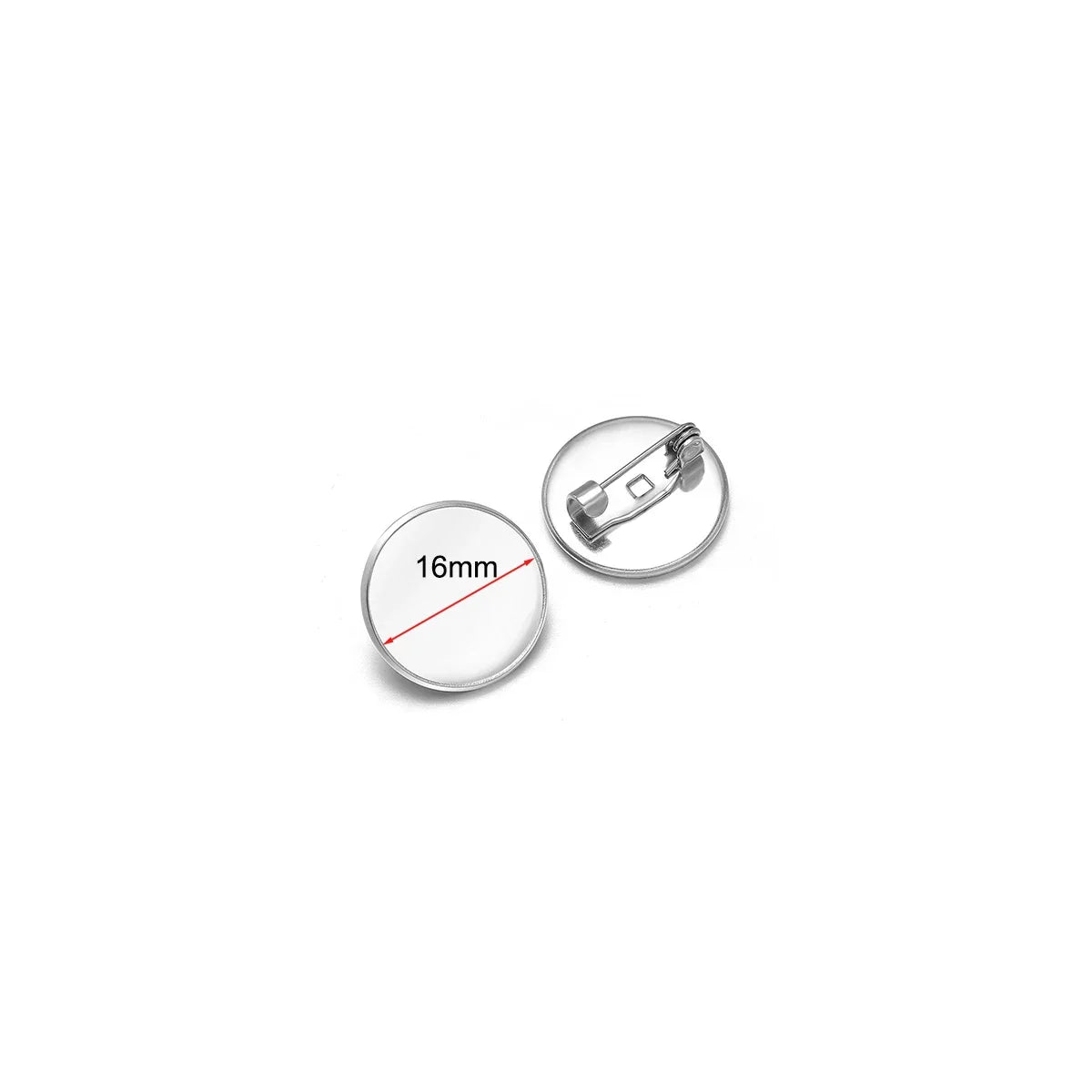 Silver-tone stainless steel brooch base cabochon setting, 16mm round