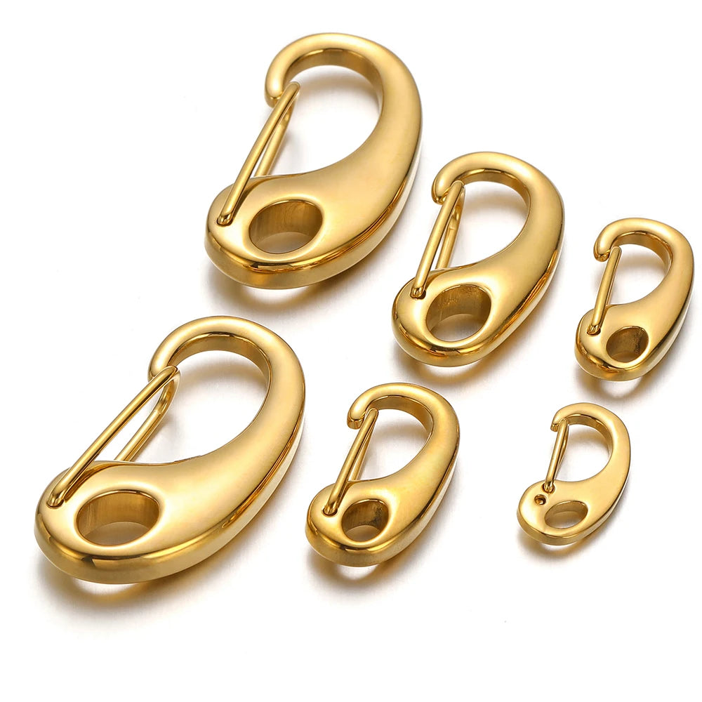 Gold-tone D-shaped lobster clasps, 5-piece jewelry connector set