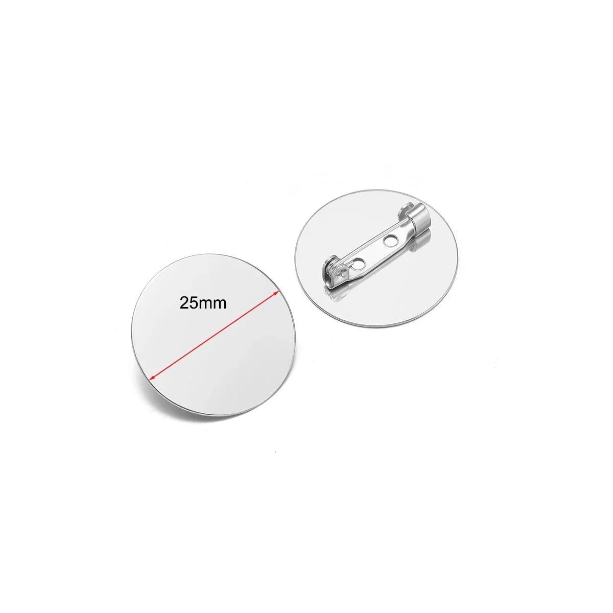 Silver-tone stainless steel brooch base cabochon setting, 25mm round