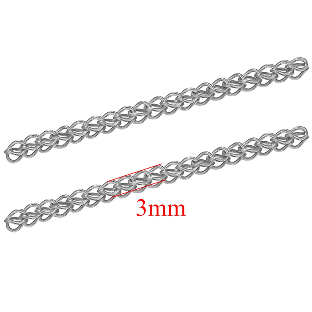 Silver-tone welded extension chain, 3mm link thickness, interlocked ring links
