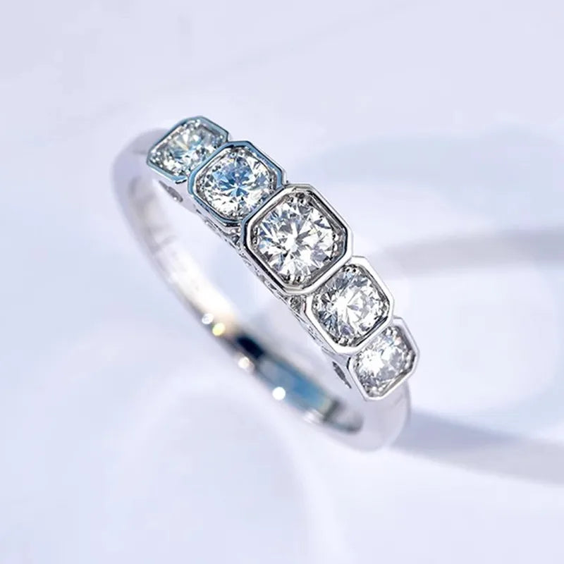 Silver Color Fashion Women Cubic Zirconia Rings Geometric Wedding Jewelry
