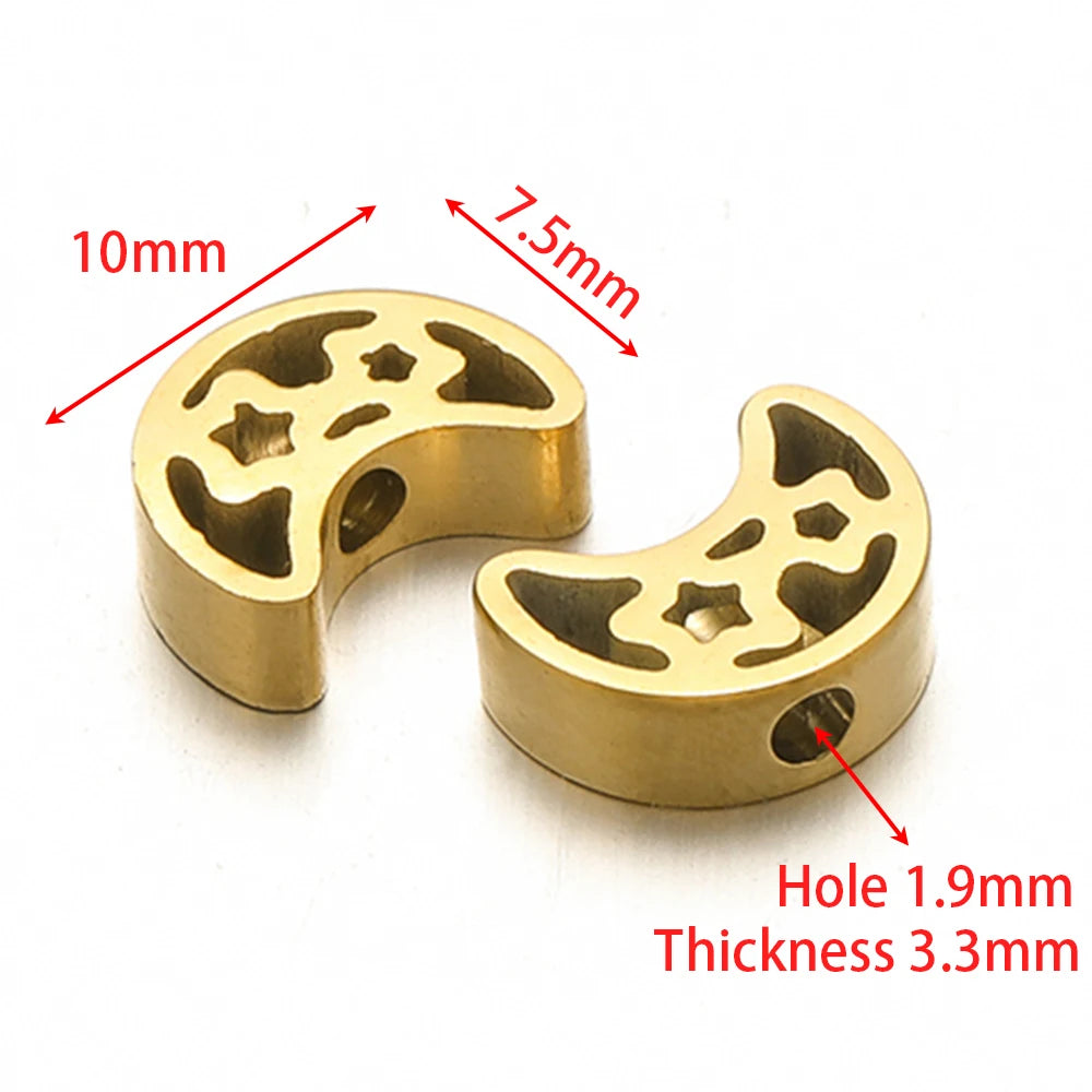 Gold-tone metal spacer beads with two animal paw cutouts and small side holes
