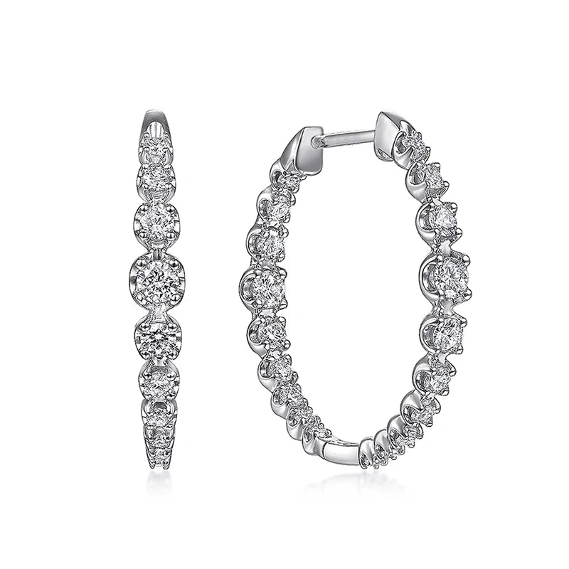 Luxury Silver Color Round Zirconia Hoop Earrings for Women Chunky Jewelry m21