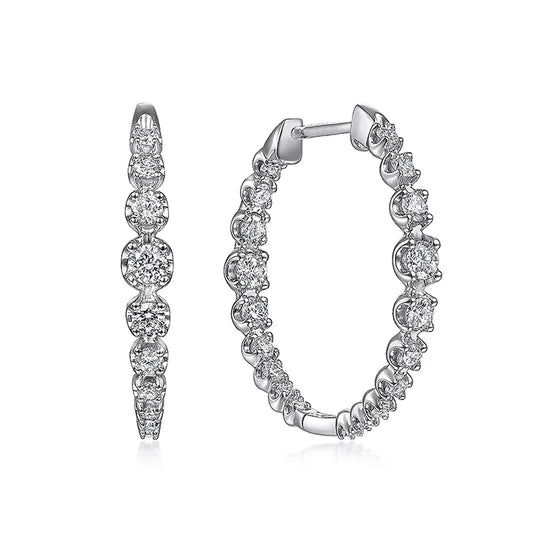 Luxury Silver Color Round Zirconia Hoop Earrings for Women Chunky Jewelry m21