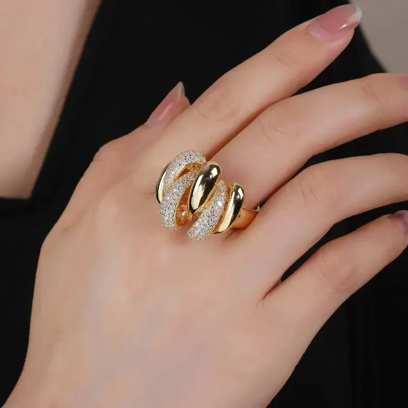 Luxury Multi-Line Cross Rings with Shiny CZ Delicate Charming Jewelry for Women t01