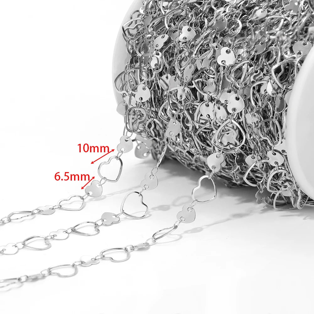 1 Meter Waterproof Stainless Steel Sweet Heart Chains Gold Color Chains for Women Jewelry DIY Making Necklace Bracelet Material