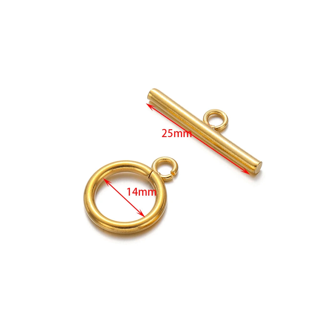 Gold-tone OT clasp connector with 14mm ring loop and 25mm bar length