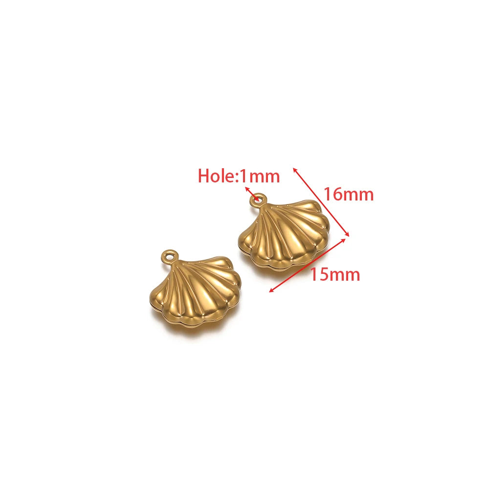 Gold hollow conch shell charm with small loop hole, pair of sea-shell pendants