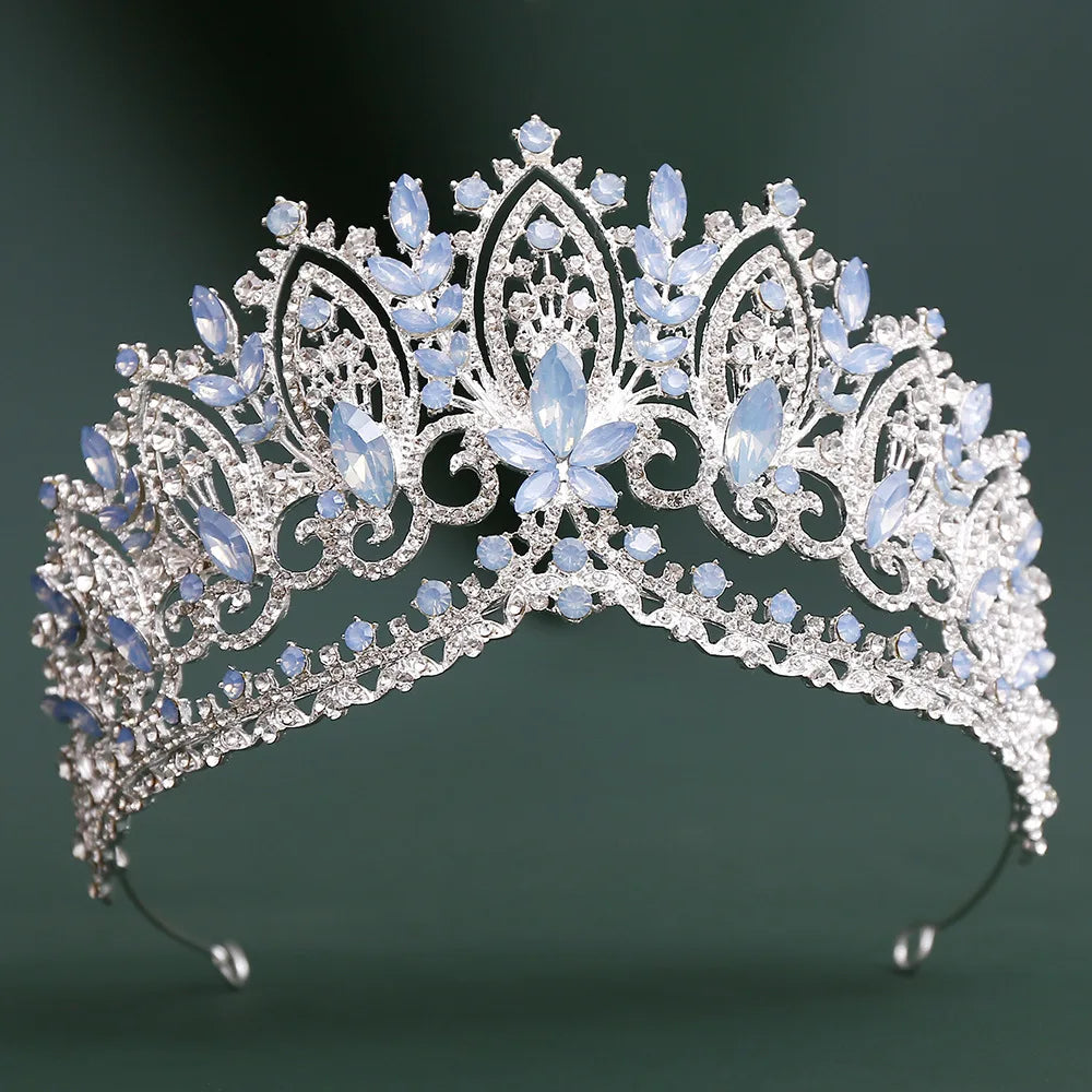 Baroque Purple Crystal Wedding Crowns Rhinestone Bridal Tiaras Pageant Diadem Miss Universe Wedding Hair Jewelry Accessories