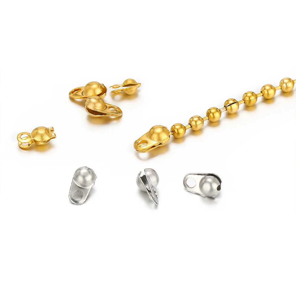 Gold and silver tone end crimp bead hook connectors with loop, jewelry findings
