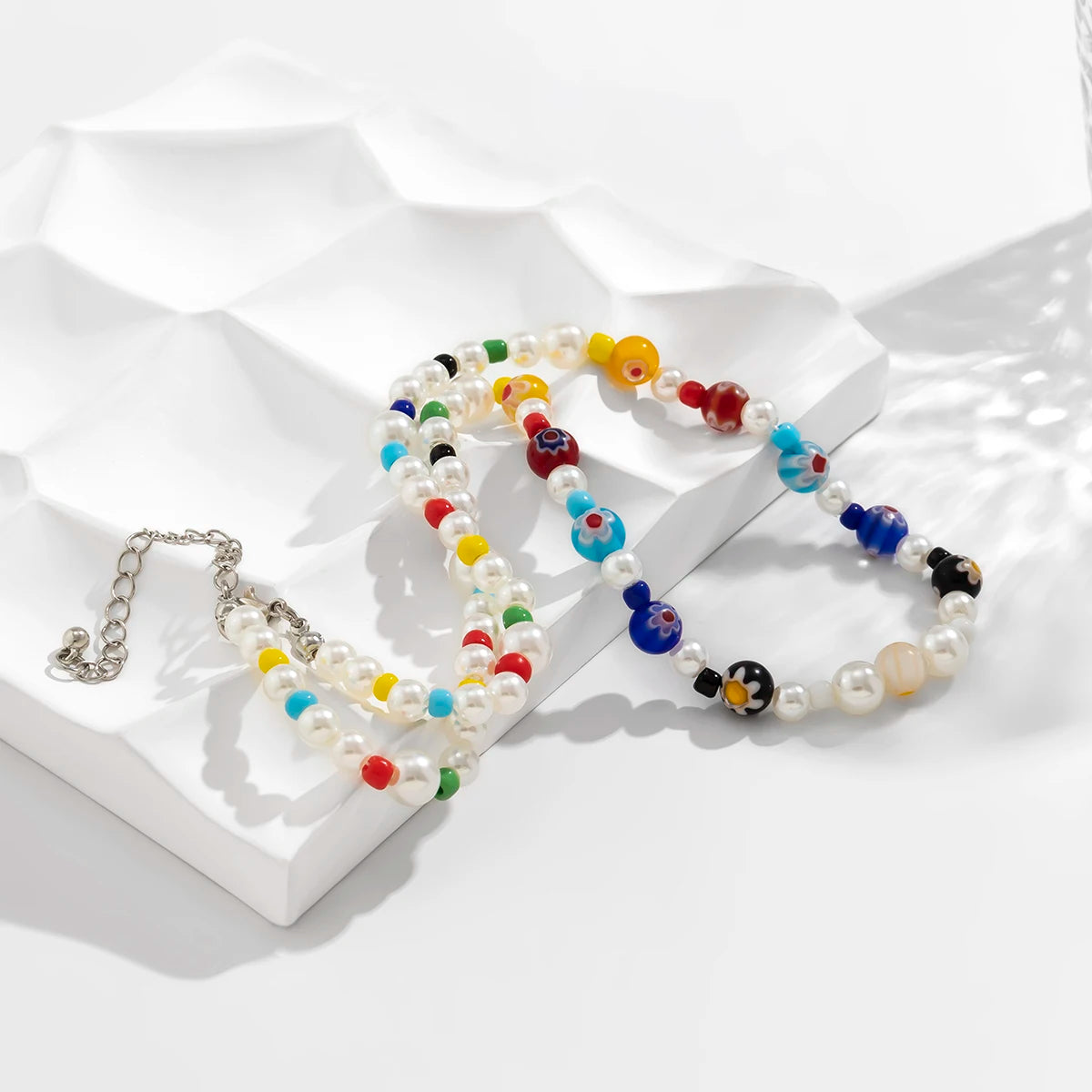Trendy Beaded Chain Necklace CCB and Imitation Pearl Beads For Men Jewelry